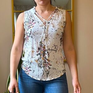 Market Spruce Floral Tie Neck Tank Top